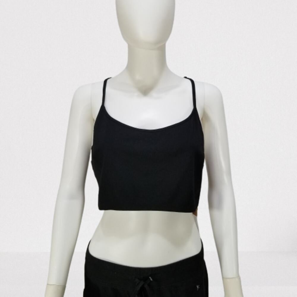 Janette Plus Juniors Black Strappy Halter Caged Crop Top Size: Juniors 1